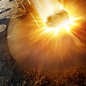 Asteroid impact, illustration