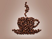 Coffee beans in cup shape