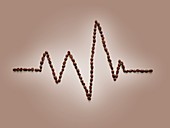 Coffee beans making an electrocardiogram line