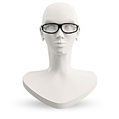 Model head with glasses, illustration