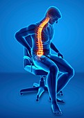 Man with back pain, illustration
