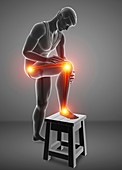 Man with knee pain, illustration