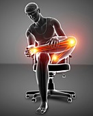 Man with knee pain, illustration