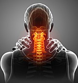 Man with neck pain, illustration