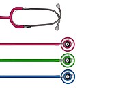 Stethoscopes in a row
