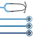 Stethoscopes in a row