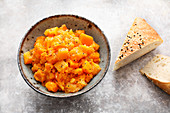 Sous vide pumpkin ragout with grilled bread