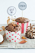 chocolate muffins with pears and Raffaello