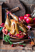 Roast turkey with apple and cranberries