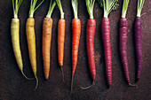 Colorful yellow, orange and purple carrots