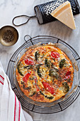 Crustless broccoli cheese and red pepper quiche