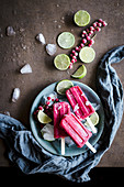 Berry popsicles with lime