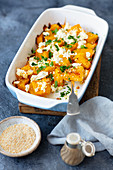 Pumpkin baked with feta