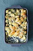 Gratinated gnocchi with Brussels sprouts