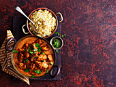 Chicken tikka masala with rice (India)