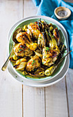 Chicken with fennel, naartjies and olives