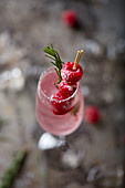 Raspberry and Champagne Cocktail detail