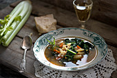 Beef soup with palm kale