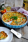 Crab quiche with dill and cheese