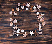 Christmas New Year background with gingerbread cookies