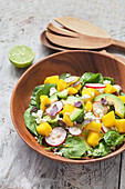 Spinat-Avocado-Salat mit Mango und Radieschen