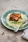 Appetizing tasty risotto with bok choy