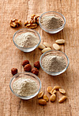Various types of nut flour