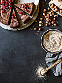 Chocolate cake with pomegranate