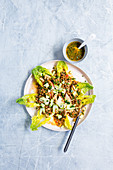 Lentil and apple salad with honey and walnuts