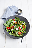 Green asparagus and spinach salad with goat's cream cheese