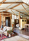 Living room in a barn converted into a house