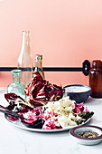 Barbecued radicchio with sauerkraut and provolone