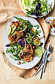 Grilled pork steaks with roasted lime nuoc cham