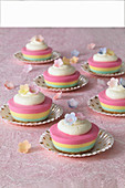 Rainbow mini cheesecakes