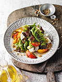 Rocket salad with grilled vineyard peaches and mozzarella