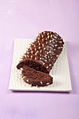 Chocolate cake with slivered almonds