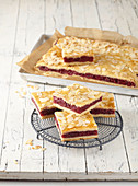 Cherry pie with flaked almonds
