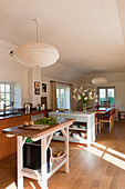 Open-plan kitchen-dining room in English country house