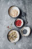 Oats, goji berries, chia seeds and nuts