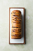 Pull-apart bread with marzipan and chocolate made from pre-made pastry