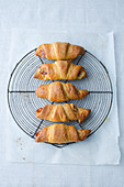 Ham croissants made from pre-made dough with Parmesan