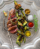 Oriental rosemary lamb with okra pods