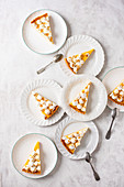 Lemon tart slices with Italian meringue