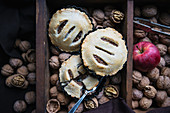 Vegan walnut and apple tartlets
