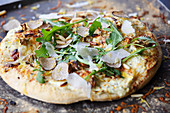 Mushroom, rocket and black truffle pizza