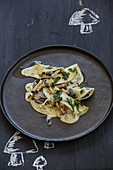 Open mushrooms ravioli with sage butter