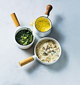 Salsa Verde, Sauce Béarnaise und cremige Champignonsauce