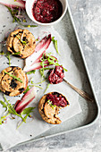 Mini pies with duck and plum chutney