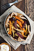 Roasted carrots, beets and parsley, spiced with herbs and sea salt