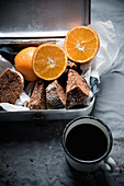Vegan chocolate and orange marzipan cake